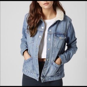 Topshop Moto Denim Borg Sherpa Jacket